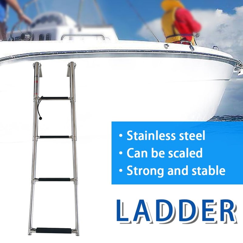 Haida 4 Step Telescoping Boat Ladder Folding Pontoon Dock Ladder, Stainless Steel Swimming Stepladder for Boat Ship Yacht Marine, Rated to 400 Pounds - Image 4